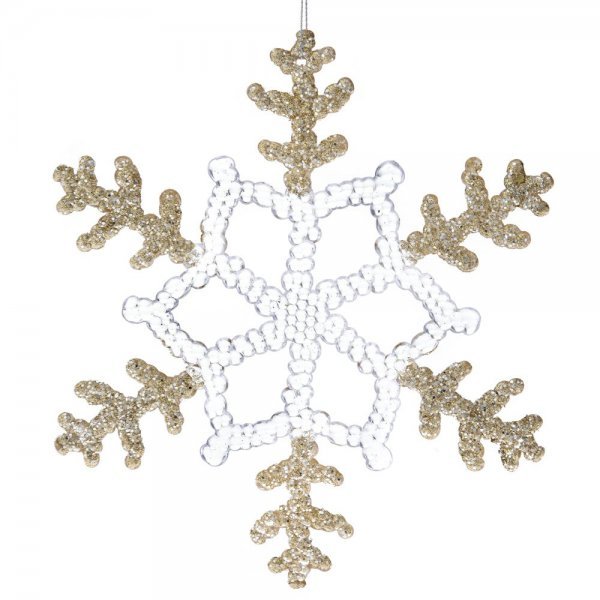 Χριστουγεννιάτικη Χιονονιφάδα Οροφής Διάφανη με Χρυσό (20cm)